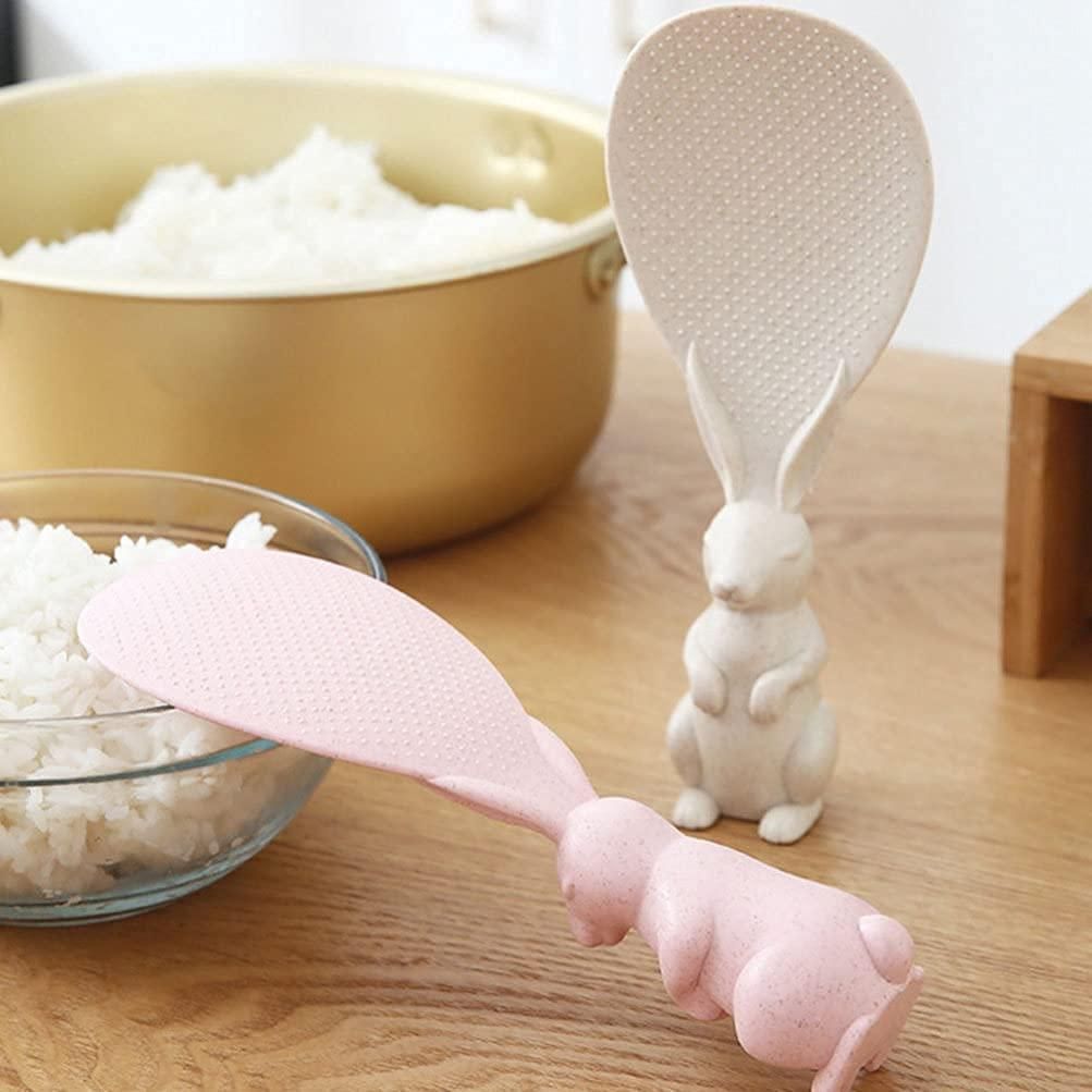 Rabbit Standing Non-Stick Rice Spoon,Vertical Kitchen Serving Spoon (Pack of 2)