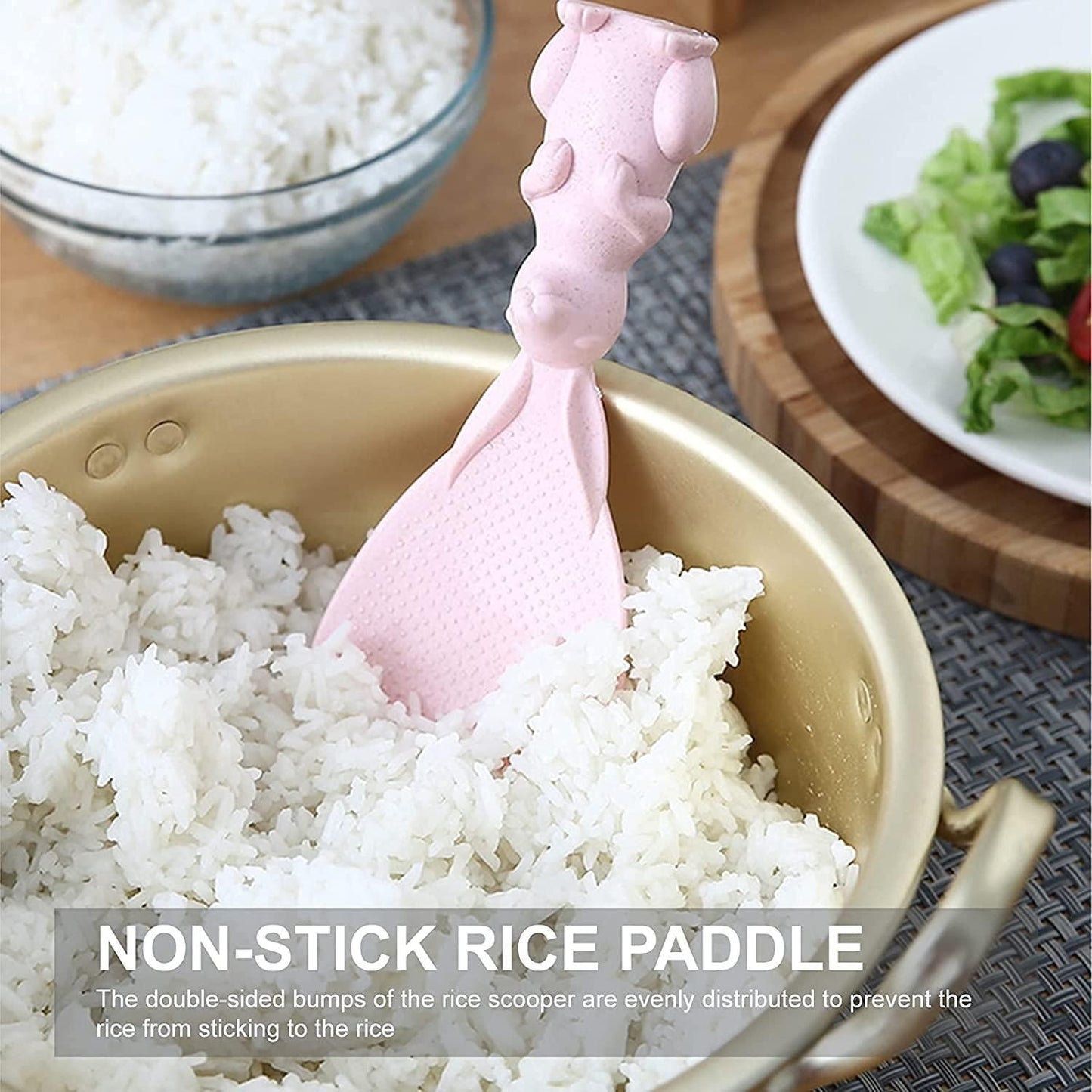 Rabbit Standing Non-Stick  Rice Spoon,Vertical Kitchen Serving Spoon (Pack of 2)